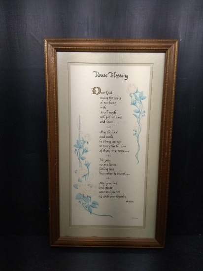 Framed and Double Matted Calligraphy -House Blessings by Pat McKay