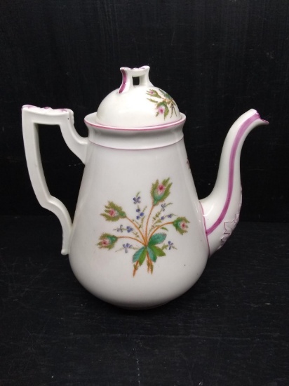 Antique Hand painted Teapot with Flower Motif