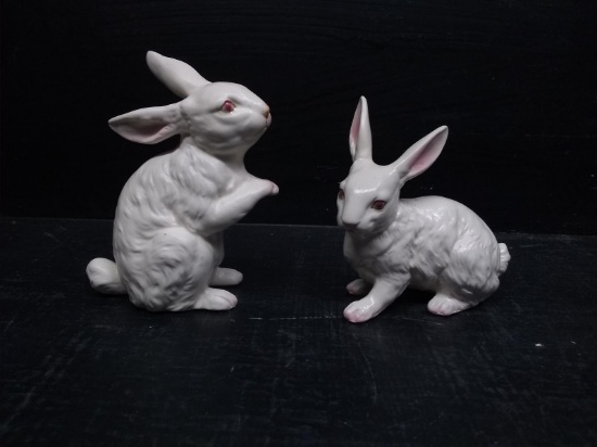 Pair Novelty Ceramic Rabbits