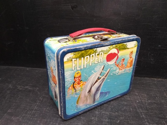 Vintage Metal Flipper Lunch Box -no thermos