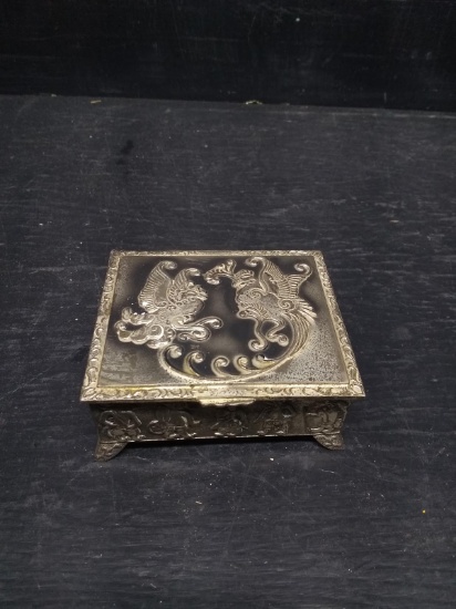 Vintage Silver Plated Footed Dresser Box