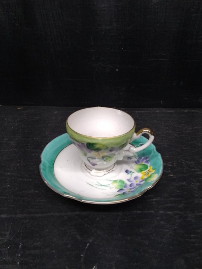 Vintage Hand painted Cup and Saucer by Japan Halsey 5th Avenue