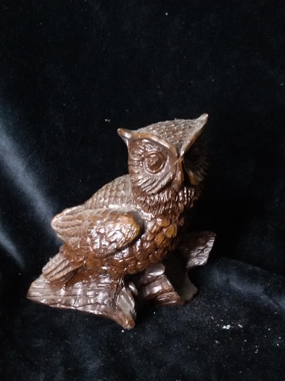 Hand Carved Resin Owl Figure