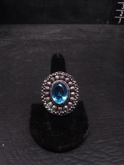 Jewelry-Ring Polished Stone Blue Topaz Size 9