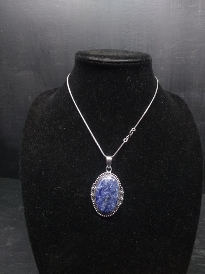 Jewelry-Necklace with Polished Stone-Sodalite