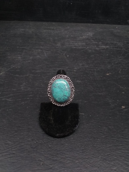 Jewelry-Ring with Polished Stone-Turquoise Size 6