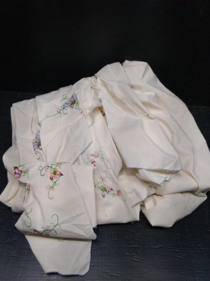 Antique Needlepoint Bedsheet -Butterflies
