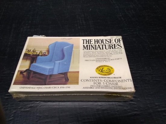 Vintage Doll House Furniture-The House of Miniatures-Chippendale Wing Chair