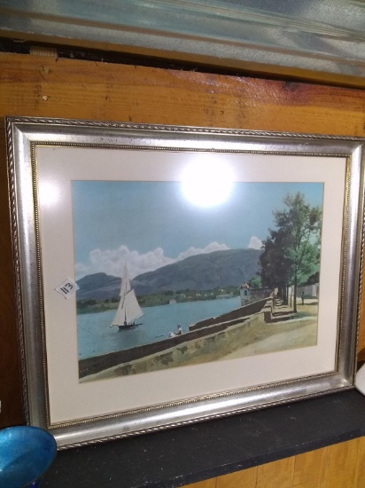 Framed Print-Sail Boat on the Pond
