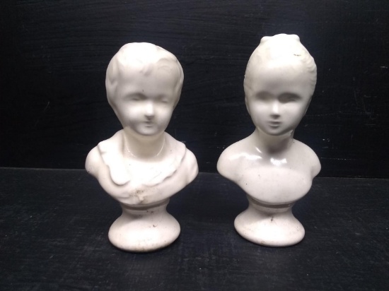 Pair Ceramic Busts