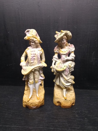 Pair Bisque Porcelain Figurines