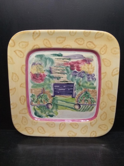 Hand painted Michal Sparks Square Tray/Platter-Estate of Mind