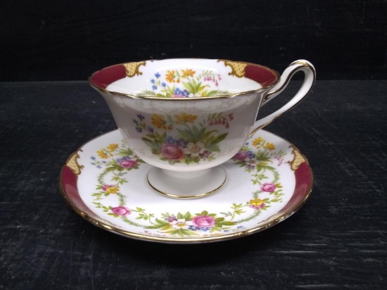 Hand painted Cup & Saucer by Shelley England "Dubarry"
