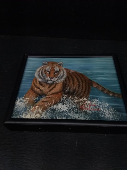 Oil on Canvas-Tiger in Water