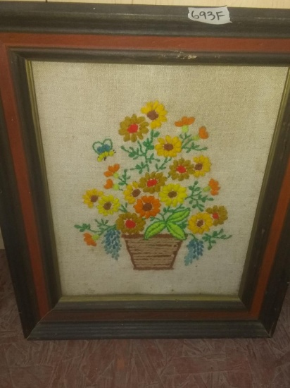 Framed Embroidery-Flowers