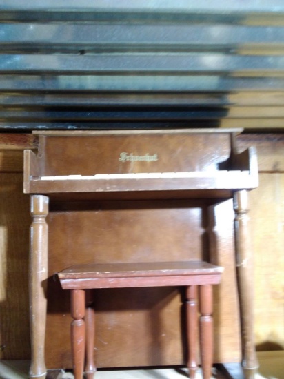 Vintage Schgenbut Child's Piano w/ Stoon