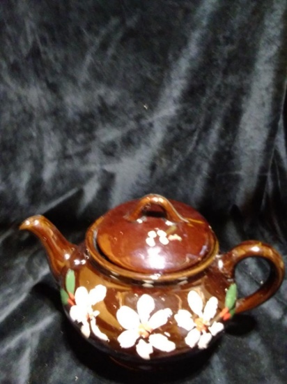 Brown Glazed & Hand Painted Teapot