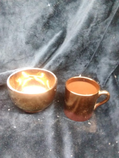 (2) English Gold Overlay Cups