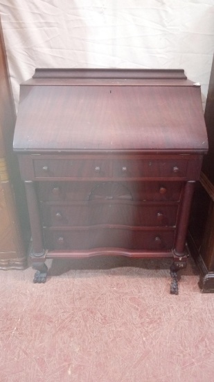 Antique Mahogany Empire Style Drop Front Secretary