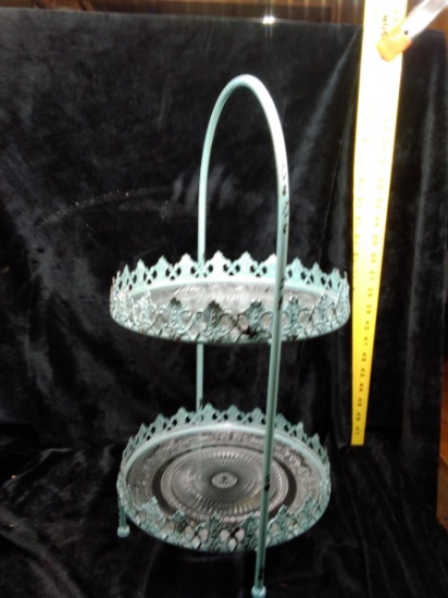 Contemporary Shabby Chic 2 Tier Plate Stand