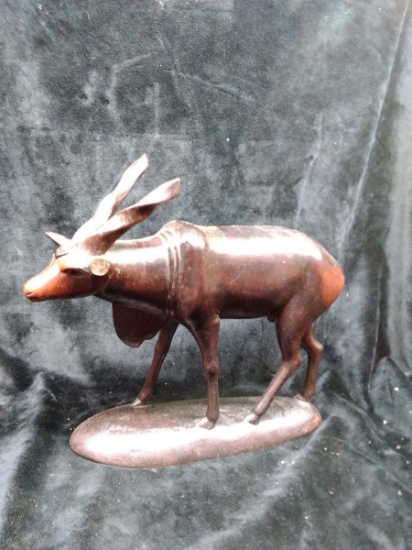 Hand Carved Wooden Elk