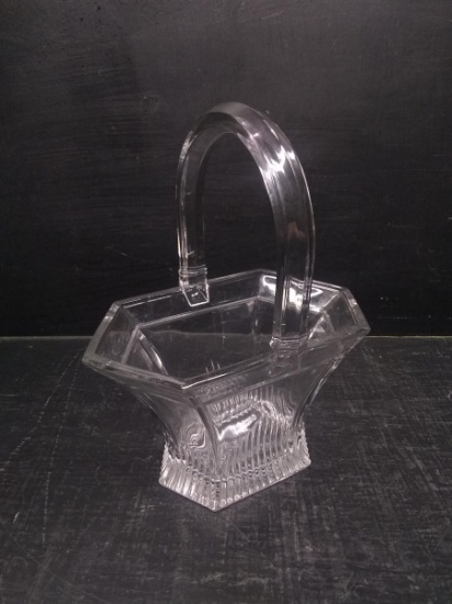 Vintage Signed Heisey Crystal Basket