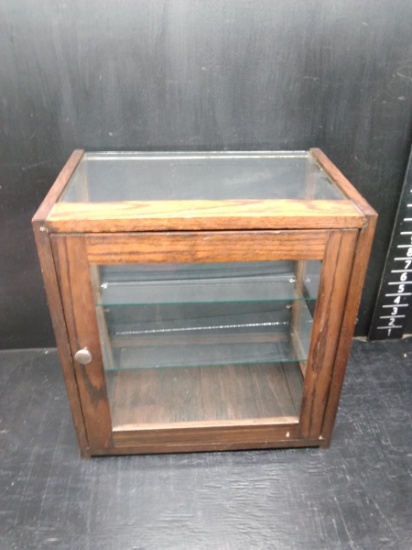 Vintage Oak and Glass Country Store Countertop Display Cabinet