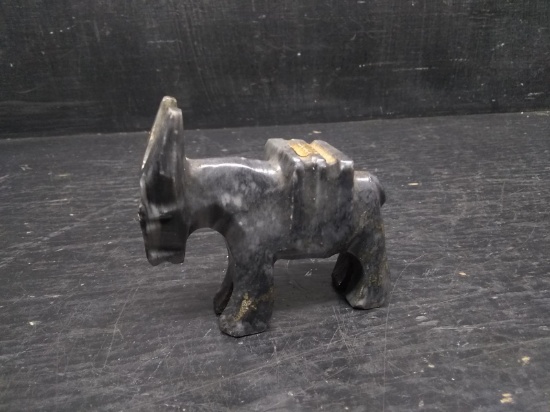 Carved Marble Figure - Donkey w/ Trail Pack