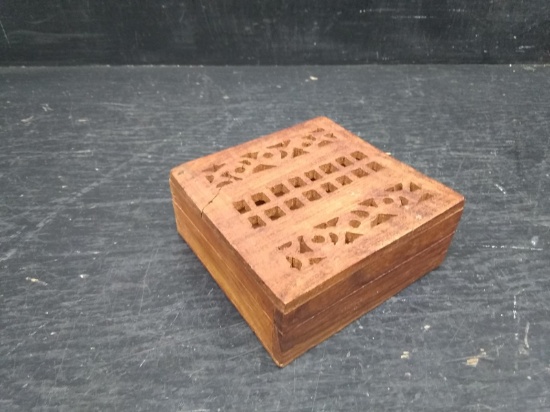 Hand Carved Wooden Box
