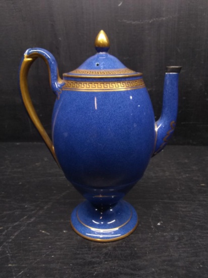 Vintage Wedgewood Blue and Gold Decorated Teapot