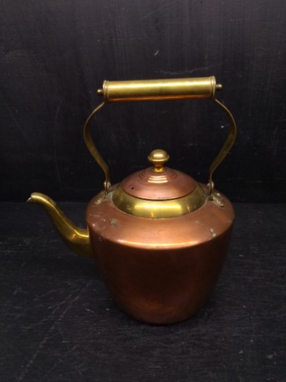 Vintage Brass and Copper Tea Kettle