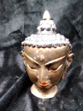 Painted Brass Buddha Head Statue-Sukhothai Style