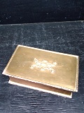 Vintage Brass Wood Lined Storage Box with Raised Details