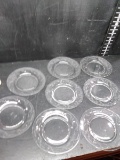 Collection 8 Crystal Arcoroc French Luncheon Plates with Etched Flower Details