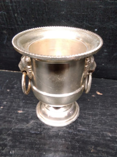 Silver Plate Lion Head toothpick Holder