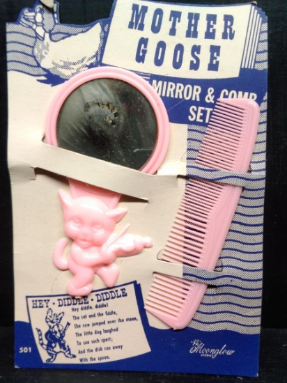 Vintage Mother Goose Mirror and Comb SEt