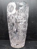 Leonard Lead Crystal Vase with Rose Motif