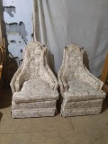 Warehouse-Pair Vintage Floral Decorated Chairs