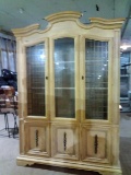 Warehouse-French Provincial Style Lighted  China Cabinet with Glass Shelves