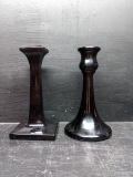 Black Amethyst-Pair Mixed Matched Candlesticks