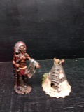 Resin Native American Chief and Teepee Figures