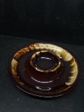 Brown Glaze Chip and Dip Bowl