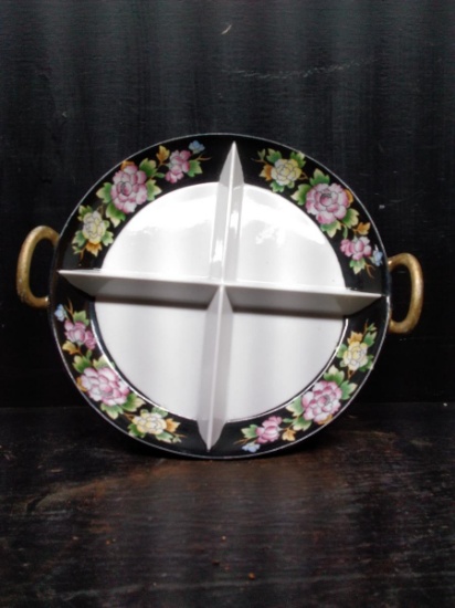 Hand painted Noritake Divided Handle Dish