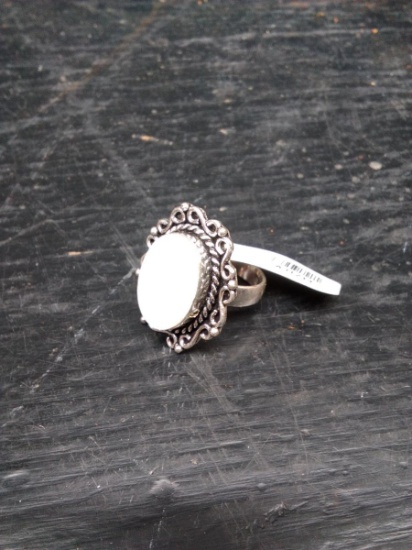 German Silver Ring-Mother of Pearl Size 7