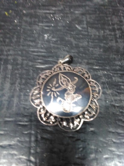 Sterling Silver and Etched Pendant 11.2 grams