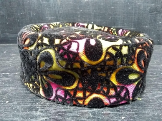 Vintage Ladies Hat-Colorful and Black Velvet