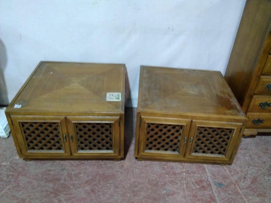 (2) MCM Rolling Cabinet Side Table