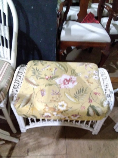 Warehouse-Upholstered Wicker Footstool