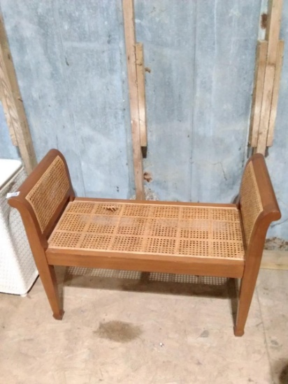 Warehouse-MCM Pecan and Cane Bottom Bed Bench