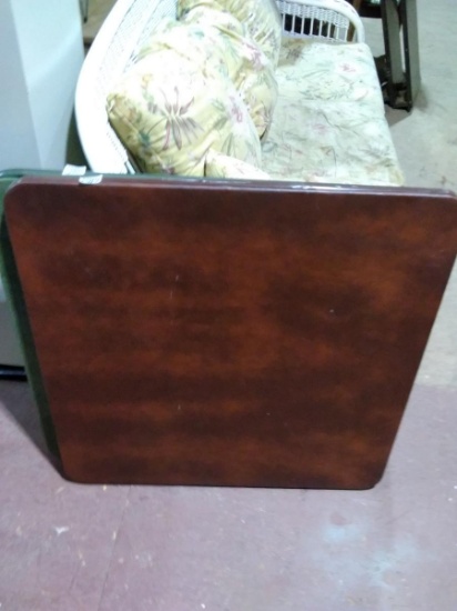Warehouse-Metal Folding Card Table-Brown Top